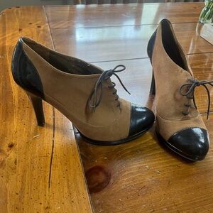ANTONIO MELANI Black and Brown Elegant Lace-Up Heels